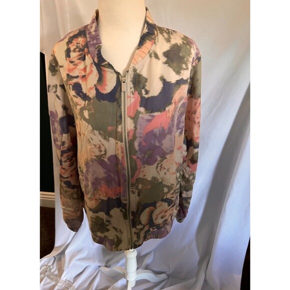 Juicy Couture Women’s watercolor cammo Floral Bomber Jacket xl - Picture 2 of 5